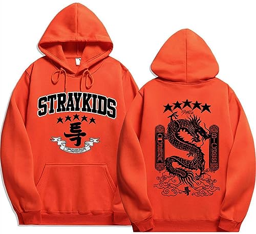 Silver Basic Damen Herbst Unisex Sweatshirt Stray-KIdds 2D Soft Cosplay Hoodies-Orange-2XL1 von Silver Basic