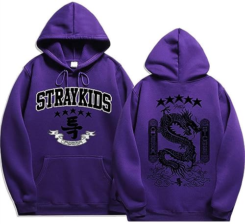 Silver Basic Damen Herbst Unisex Sweatshirt Stray-KIdds 2D Soft Cosplay Hoodies-Purple-4XL1 von Silver Basic
