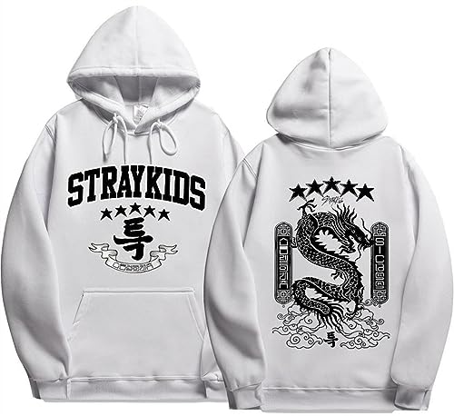 Silver Basic Damen Herbst Unisex Sweatshirt Stray-KIdds 2D Soft Cosplay Hoodies-White-1，XL von Silver Basic