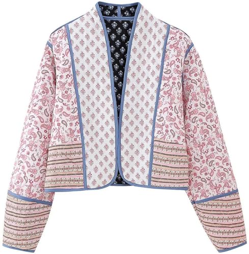 Silver Basic Damen Herbst und Winter Baumwolle Jacke und Mantel-PinkBlue-XS1 von Silver Basic