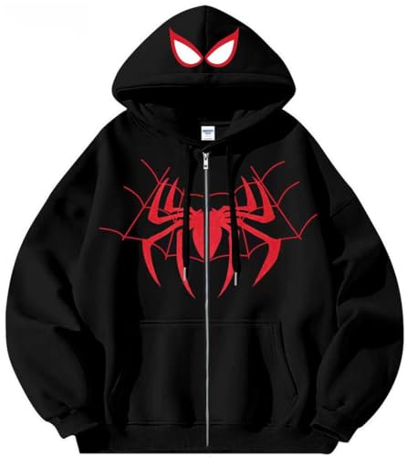 Silver Basic Damen Herren Spider Hoodie Hoodie Jacke Jacke Jacke mit Reißverschluss mit Kapuze-LLWY-Black-L1 von Silver Basic