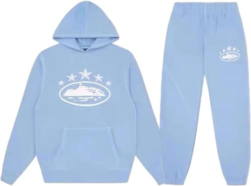 Silver Basic Damen Herren Y2K Sportanzug für Erwachsene Homewear, Sportbekleidung, Freizeitbekleidung-BlueStar-L1 von Silver Basic