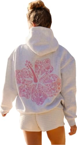 Silver Basic Damen Pink Palm Puff Y2K lockere Kapuzenjacke-Grey-S1 von Silver Basic