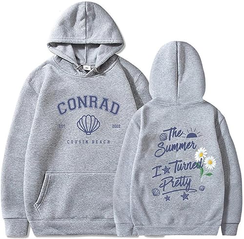 Silver Basic Damen The Summer I Turned Pretty Lose Soft Sport Hoodies Kordelzug Tasche Kapuzen Sweatshirt-LightGrey-M1 von Silver Basic