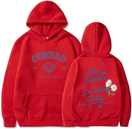 Silver Basic Damen The Summer I Turned Pretty Lose Soft Sport Hoodies Kordelzug Tasche Kapuzen Sweatshirt-Red-XL1 von Silver Basic