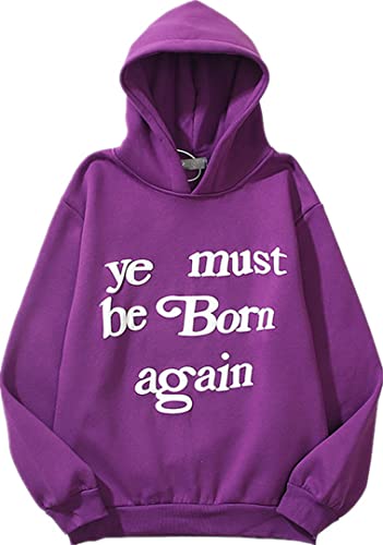 Silver Basic Damen Ye Must Be Born Again Kapuzenpullover Hip Hop Rapper Hoodie Sweatshirt Hooded (Lila, M) von Silver Basic