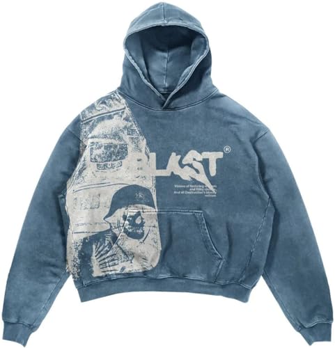 Silver Basic Erwachsene Hut Harajuku Mode Hip Hop Hoodie-Blue-M1 von Silver Basic