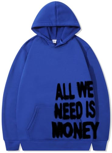 Silver Basic Erwachsene Männer und Frauen Herbst/Winter All We Need is Money Hip Hop Kapuzenpullover-Blueblack-M1 von Silver Basic