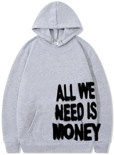 Silver Basic Erwachsene Männer und Frauen Herbst/Winter All We Need is Money Hip Hop Kapuzenpullover-QHBlack-M1 von Silver Basic
