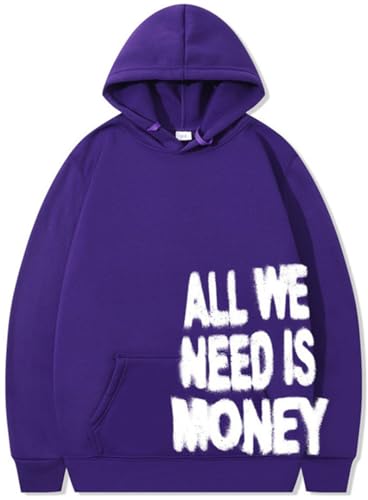 Silver Basic Erwachsene Männer und Frauen Herbst/Winter All We Need is Money Hip Hop Kapuzenpullover-ZIWhite-M1 von Silver Basic