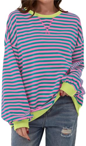 Silver Basic Erwachsene Trend Langarm Pullover Hoodie mit Rundhalsausschnitt-PinkBlue-XL1 von Silver Basic