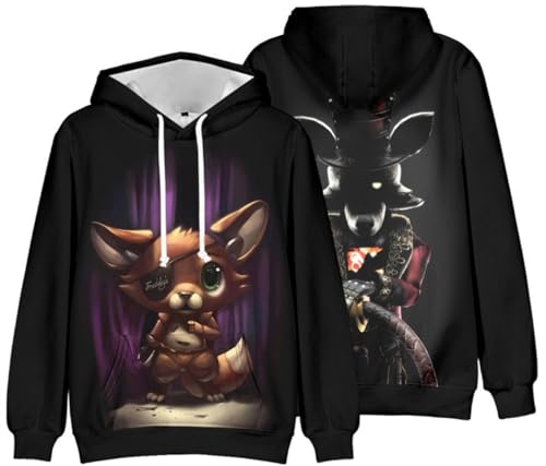 Silver Basic FNAF Hoodie mit 3D-Druck Five Nights Hoodies Halloween Junge Mädchen Spiel Cosplay Kapuzenpullover-007-1501 von Silver Basic