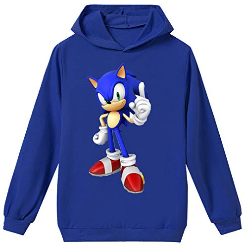 Silver Basic Fun Bekleidung Sweatshirt Hooded Sweatshirt Langarm Kleidung Jungen Mädchen Cosplay Kostüme,blau Sonic,120-1 von Silver Basic