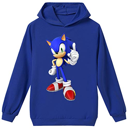 Silver Basic Fun Bekleidung Sweatshirt Hooded Sweatshirt Langarm Kleidung Jungen Mädchen Cosplay Kostüme,blau Sonic,140-1 von Silver Basic