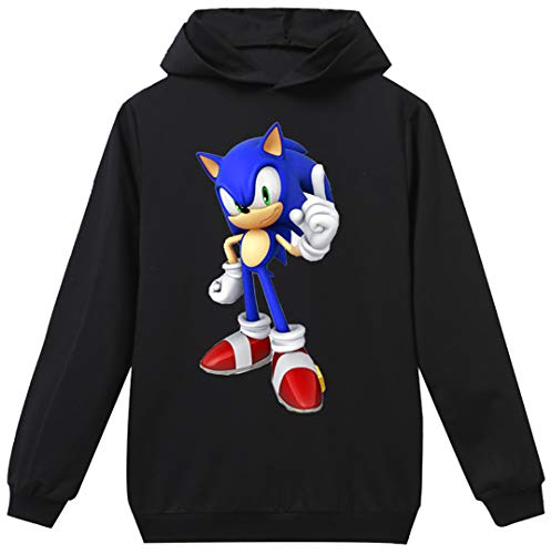 Silver Basic Fun Bekleidung Sweatshirt Hooded Sweatshirt Langarm Kleidung Jungen Mädchen Cosplay Kostüme,schwarz Sonic,170-1 von Silver Basic