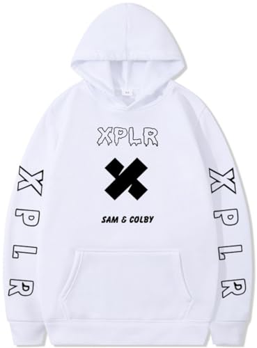 Silver Basic Herren/Damen Sam & Colby XPLR Hip Hop Plüschpullover mit Kapuze Entspannt und lässig-BAIHEI-M1 von Silver Basic