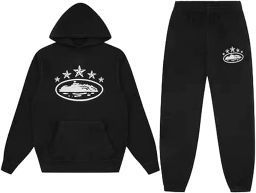 Silver Basic Herren Cortez Sportbekleidung Herren Damen Street Classic Sweater+Pants Im Herbst und Winter warm halten-BlackStar-2XL1 von Silver Basic