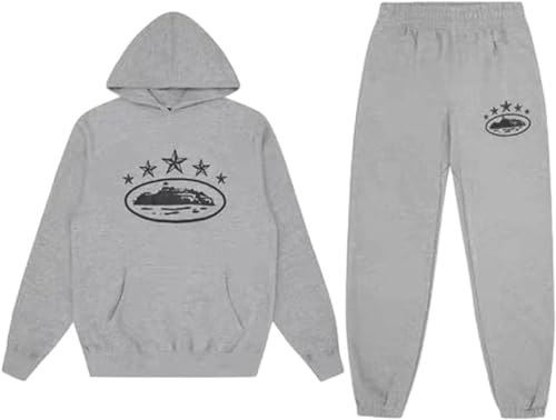 Silver Basic Herren Cortez Sportbekleidung Herren Damen Street Classic Sweater+Pants Im Herbst und Winter warm halten-GreyStar-2XL1 von Silver Basic