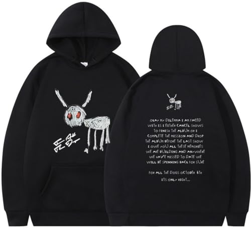 Silver Basic Herren Damen Drake for All The Dogs Merch Straßenhübscher bedruckter Plüsch Hoodie mit Hut-Blackwhite-S1 von Silver Basic