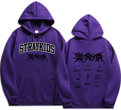 Silver Basic Herren Damen Stray Kids Mode Kapuzenpullover Y2K Hip Hop Sportjacke Jacke-Purple-XL1 von Silver Basic