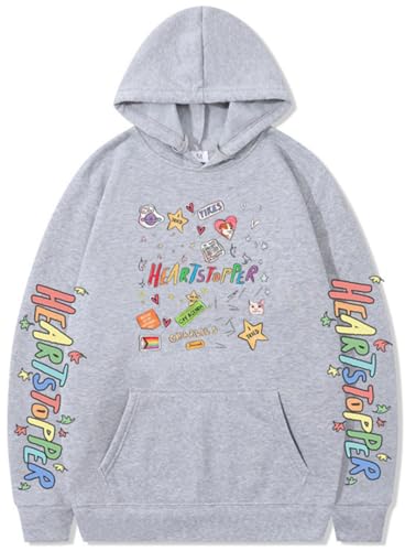 Silver Basic Herren Heartstopper Merch Nick and Charlie Cartoon Kapuzenpullover mit zusätzlichem Samt und Dicke-LightGrey-M1 von Silver Basic