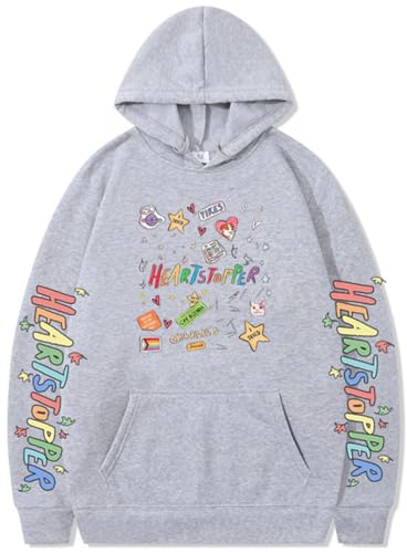 Silver Basic Herren Heartstopper Merch Nick and Charlie Cartoon Kapuzenpullover mit zusätzlichem Samt und Dicke-LightGrey-S1 von Silver Basic