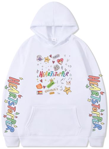 Silver Basic Herren Heartstopper Merch Nick and Charlie Cartoon Kapuzenpullover mit zusätzlichem Samt und Dicke-White-M1 von Silver Basic