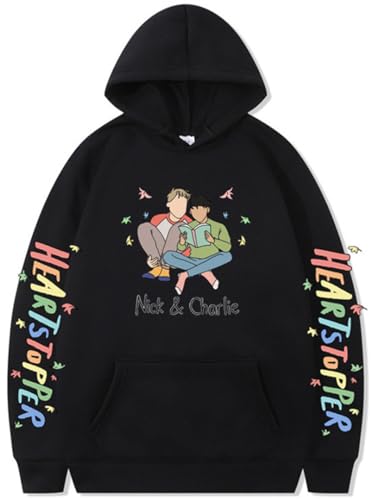 Silver Basic Herren Heartstopper Merch Nick and Charlie Herbst/Winter Loose Hooded Top-Black-S1 von Silver Basic