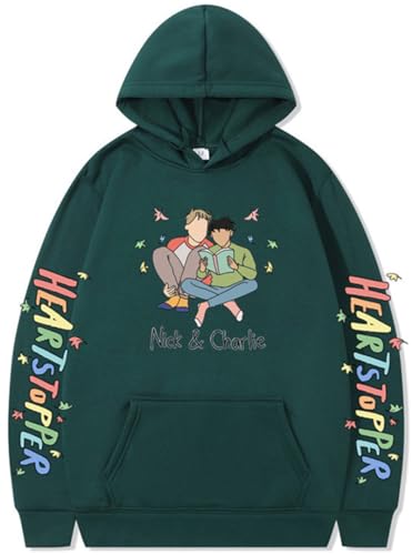 Silver Basic Herren Heartstopper Merch Nick and Charlie Herbst/Winter Loose Hooded Top-DarkGreen-M1 von Silver Basic
