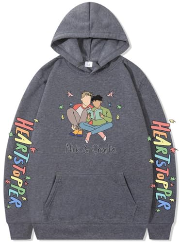 Silver Basic Herren Heartstopper Merch Nick and Charlie Herbst/Winter Loose Hooded Top-DeepGrey-L1 von Silver Basic