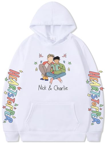 Silver Basic Herren Heartstopper Merch Nick and Charlie Herbst/Winter Loose Hooded Top-White-L1 von Silver Basic