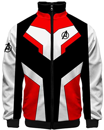 Silver Basic Herren Kapuzenpullover mit Endgame Quantum Realm Uniform Hoodie Super Hero Cosplay Kostüme ((Höhe: 155-160cm) S, LL Jacke Rot & Weiß) von Silver Basic