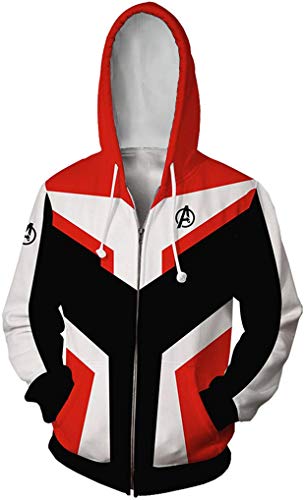Silver Basic Herren Kapuzenpullover mit Endgame Quantum Realm Uniform Hoodie Super Hero Cosplay Kostüme ((Höhe: 160-165cm) M, Jacke Rot & Weiß) von Silver Basic