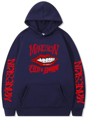 Silver Basic Herren Maneskin Merch Kapuzenpullover Herbst/Winter Loose Langarm Pullover-ZQ-M1 von Silver Basic