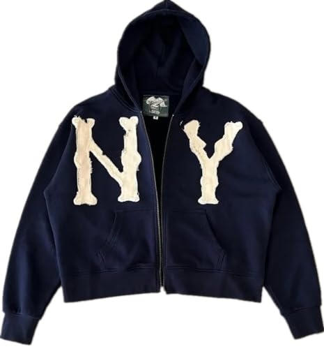 Silver Basic Herren New York LA Hip Hop Erwachsene Kapuzenjacke mit Reißverschluss-Deepblue-M1 von Silver Basic