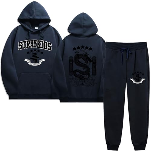 Silver Basic Herren Stray Kids Sportswear-Set Pullover+Hose Outdoor-Jogging und Sportbekleidung-ZQ-M1 von Silver Basic