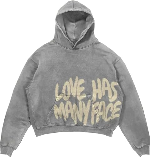 Silver Basic Herren Y2K All We Need is Money Bedruckter Hip-Hop Fashion Hoodie-Grey-M1 von Silver Basic