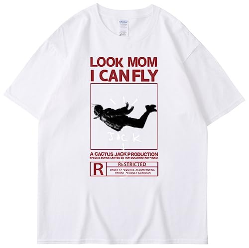 Silver Basic Homme Kanye Travis Look Mom I Can Fly Rap T-Shirts Sommer Oversized Top-BAIBAI-S1 von Silver Basic