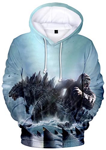 Silver Basic Hoodie von Kong Damen Sweatshirt Godzilla Pullover mit Kapuze,Kong D,L1 von Silver Basic