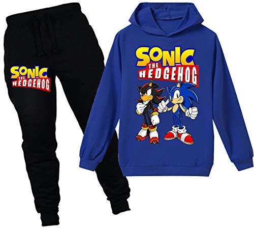 Silver Basic Jungen Street Trainingsanzüge Jungen Outfits Comic Figuren Hoodie Pullover Tops Hosen Kleidungssets,blau shadow,170-3 von Silver Basic