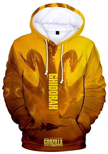 Silver Basic Jungen Sweatshirts Kong Filmcharakter Motiv Kapuzenpullover,Gelb Godzilla2XL2 von Silver Basic