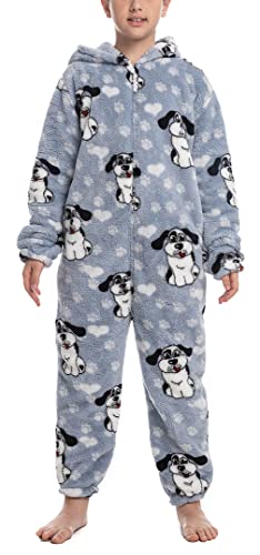 Silver Basic Mädchen Kuschelanzug Kinder Einteiler Shark Corgi Pinguin Druck Onesie Geschenke für Kinder,BigEaredDog-1203 von Silver Basic