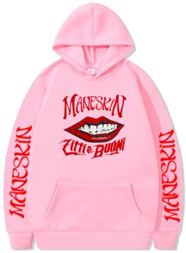Silver Basic Maneskin Hip-Hop Hoodie für Erwachsene Harajuku aus Samt und Hut-Pink-2XL1 von Silver Basic