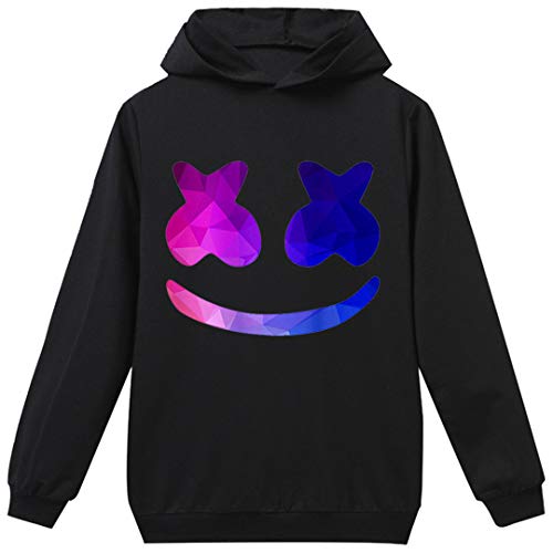 Silver Basic Pullover Jungen Hoodie Kinder Kostüm für Karneval,Schwarz Lächeln C,170 von Silver Basic