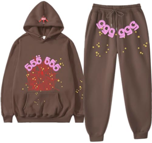 Silver Basic SP5 Damen Winter Plüsch Sportbekleidung Set Y2K Hip Hop Spider Kapuzenpullover+Sporthose-KSFSP-M1 von Silver Basic
