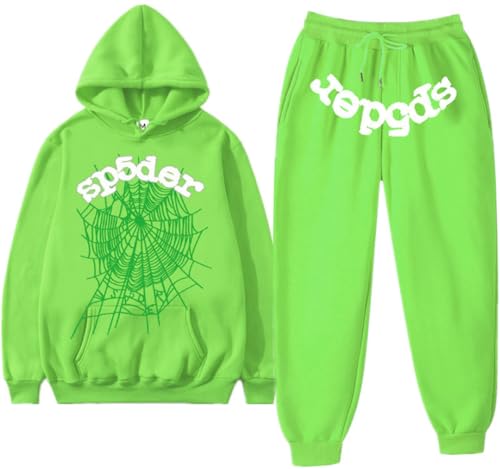 Silver Basic SP5 Damen Winter Plüsch Sportbekleidung Set Y2K Hip Hop Spider Kapuzenpullover+Sporthose-LVSBSP-M1 von Silver Basic