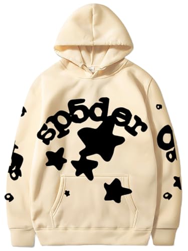 Silver Basic SP5 Herren Damen Straße Hip-Hop-Sterne Mode Sweater-BeigeBlack-L1 von Silver Basic