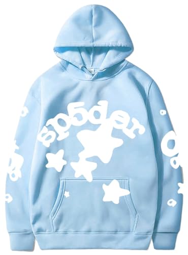 Silver Basic SP5 Herren Damen Straße Hip-Hop-Sterne Mode Sweater-BlueWhite-S1 von Silver Basic