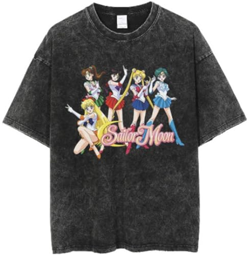Silver Basic Sailor-Mond Mujer Verano algodón Puro Negro Manga cortaBlack6-2XL1 von Silver Basic
