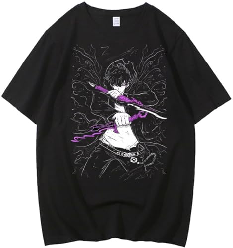 Silver Basic Solo Level Herren Sommer Bedruckt lose Anime Spiel Kurzarm Shirt-Black1-M1 von Silver Basic